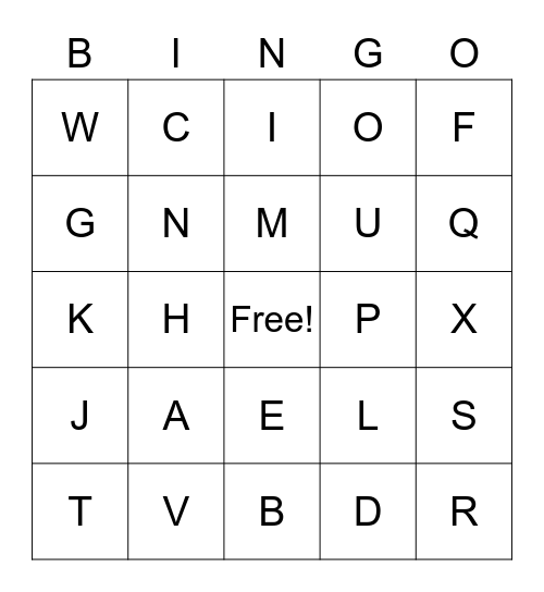 ALPHABET BINGO Card