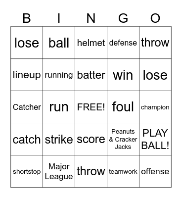 baseball Bingo Card