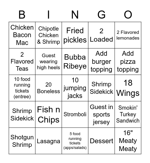 Thursday Bingo Card