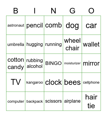 Scavenger Hunt Bingo Card