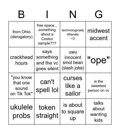 hanny bing Bingo Card