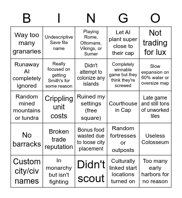 Save File Analysis Bingo Card