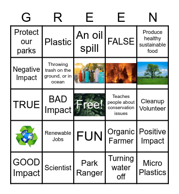 Green Careers Bingo Card