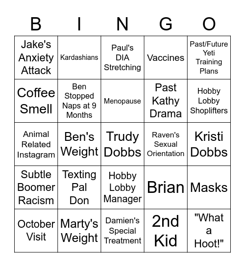 Visit Bingo Card