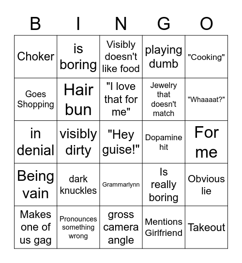 Amberlynn Bingo Card