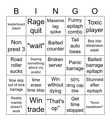 Kcr bingo Card