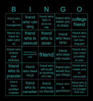 Friend Bingo Card