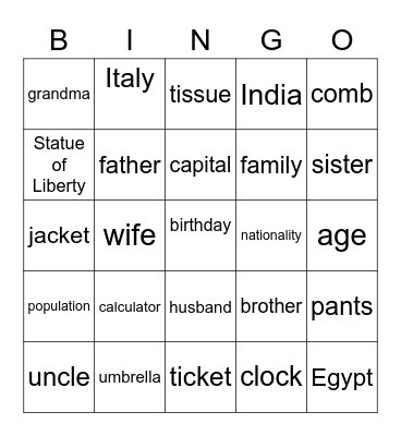 Units 1-2 Review Bingo Card