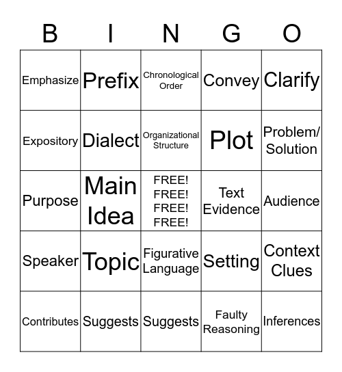 STAAR BINGO #2 Bingo Card