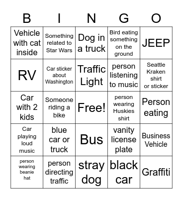 Waiting for the Ferry Bingo Card