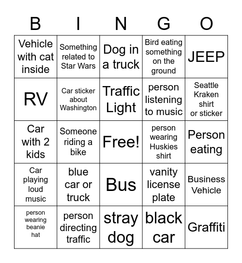 Waiting for the Ferry Bingo Card
