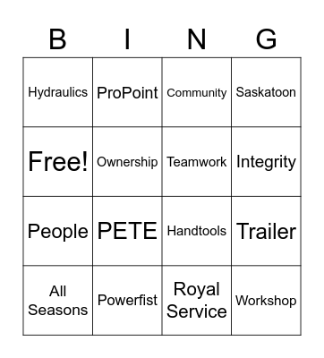 Princess Auto BINGO Card