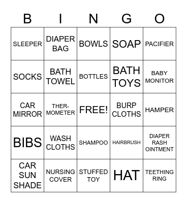 Baby Bingo Card