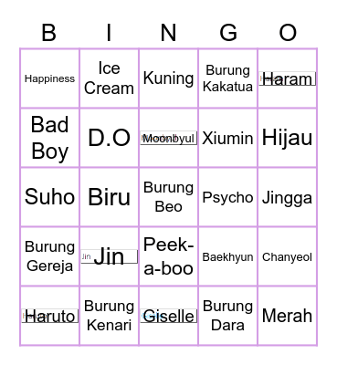 @aintmoonbyul Bingo Berpola with @lreseoyeon Bingo Card