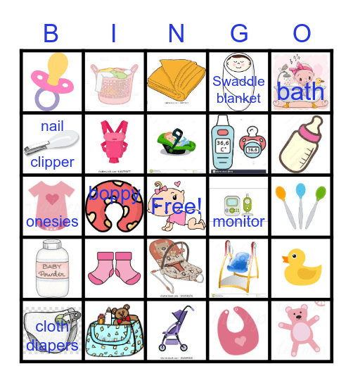 Jayne's Baby Shower Bingo Card