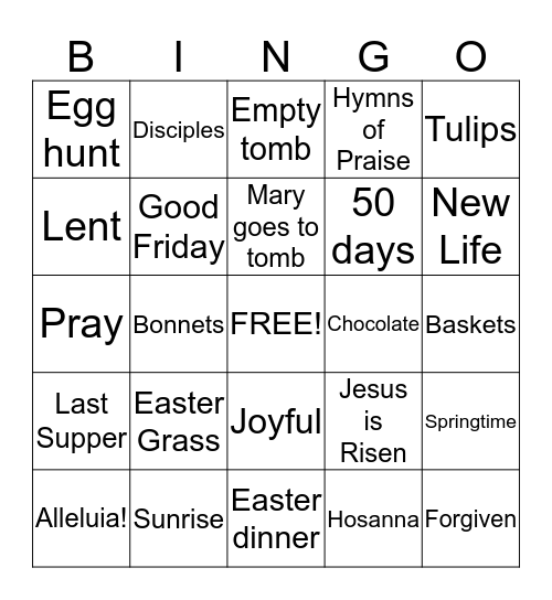 Easter Bingo Card