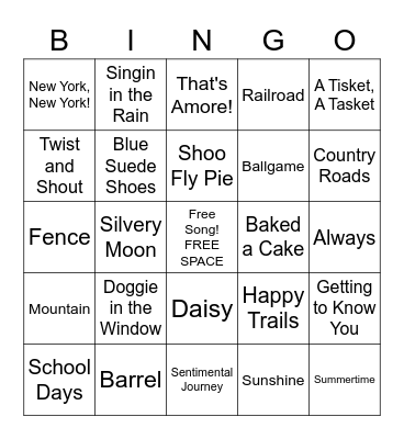 Music Bingo Card