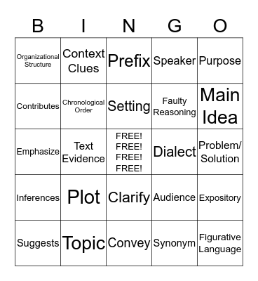 STAAR BINGO #2 Bingo Card