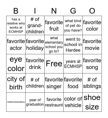 Get to know your neighbors Bingo Card