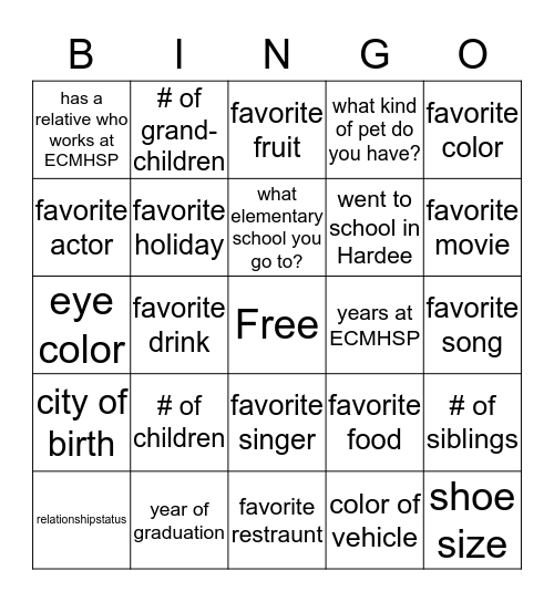 Get to know your neighbors Bingo Card