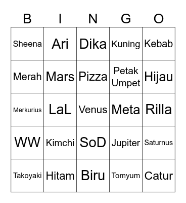 Untitled Bingo Card