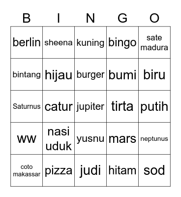 Bingo Livia Bingo Card