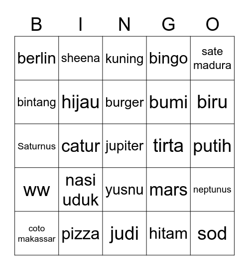 Bingo Livia Bingo Card