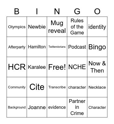 HMASDC July 30, 2021 Bingo Card