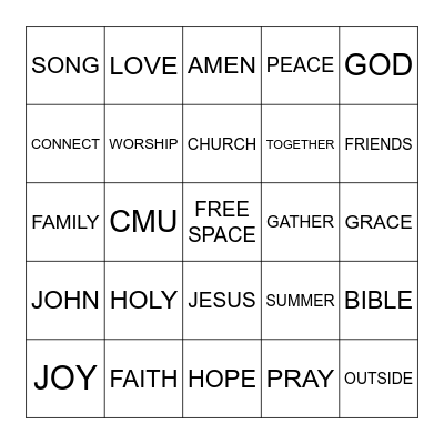 Faith Covenant Church Bingo Card