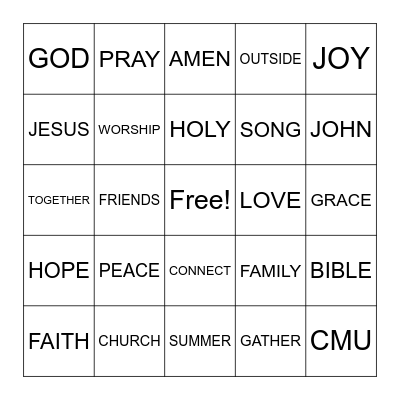 FAITH COVENANT CHURCH BINGO Card