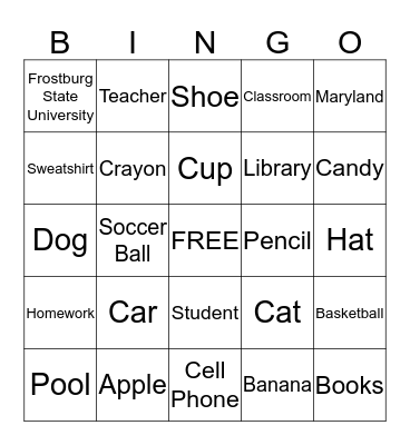 Noun Bingo  Bingo Card