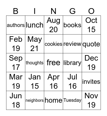 Hillsden Book Bingo Card