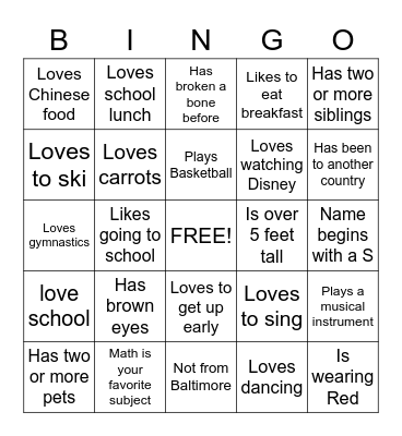 FUN FUN FUN ! Bingo Card