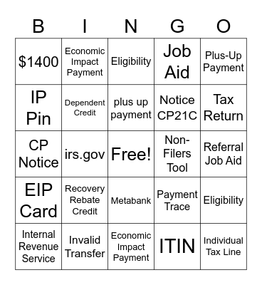 IRS Bingo Card