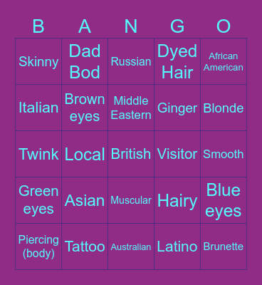 Physical BANGO Bingo Card