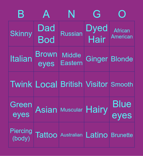 Physical BANGO Bingo Card