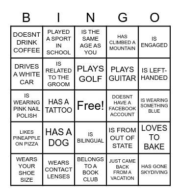 Find the guest Bingo Card