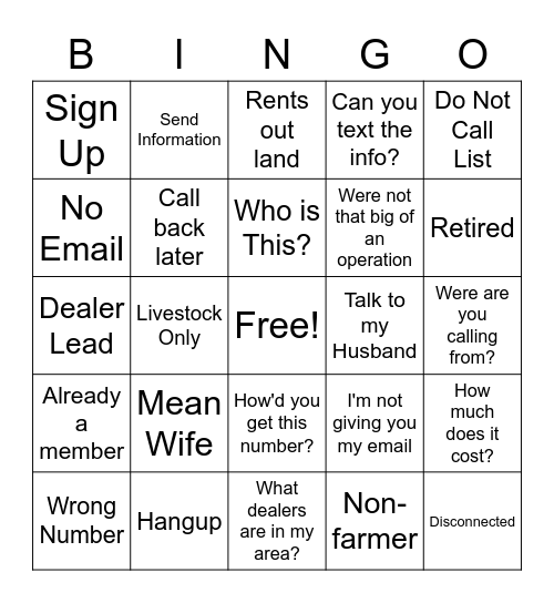 eComingo Bingo Card