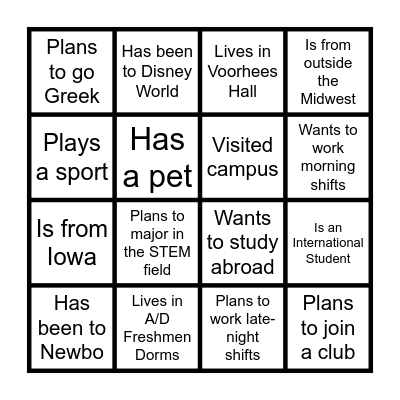 New Consultant BINGO Card