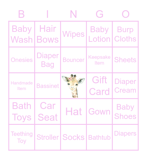 Baby Shower Bingo Card