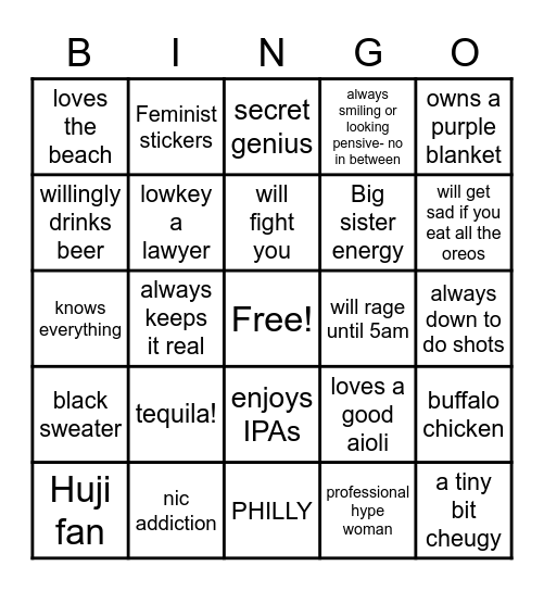 Abby bingo Card