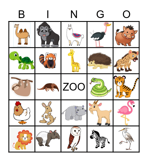 Zoo Bingo Card