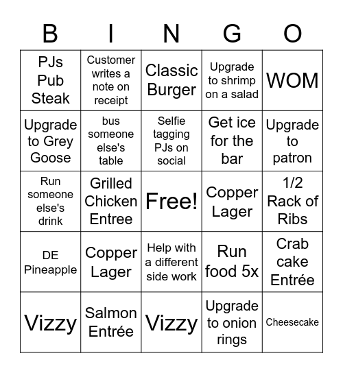 Server Bingo Card