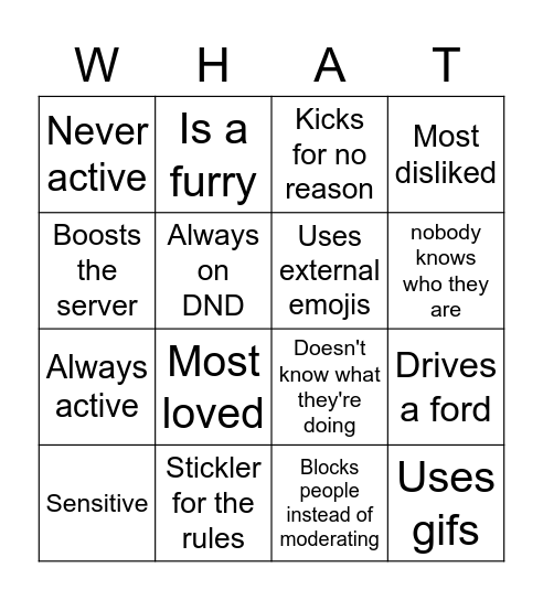 SpigotMC Discord Staff Bingo Card