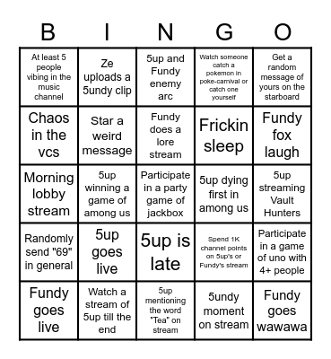 Paracord Bingo Card