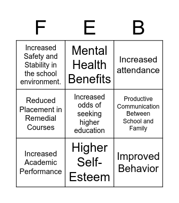 Family-Engagement Benefits Bingo Card