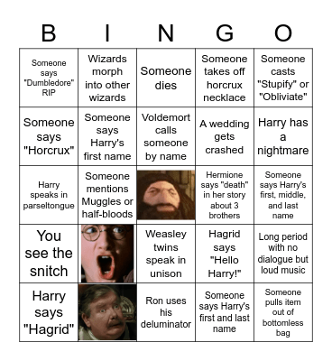 Harry Pooter Bingo Card