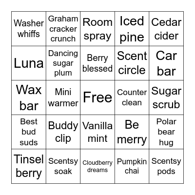 Scentsy Bingo Card