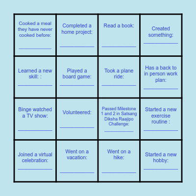Blackout Social Distancing Bingo Card