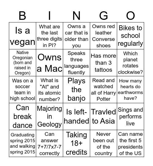 UNSTLIB Bingo Card